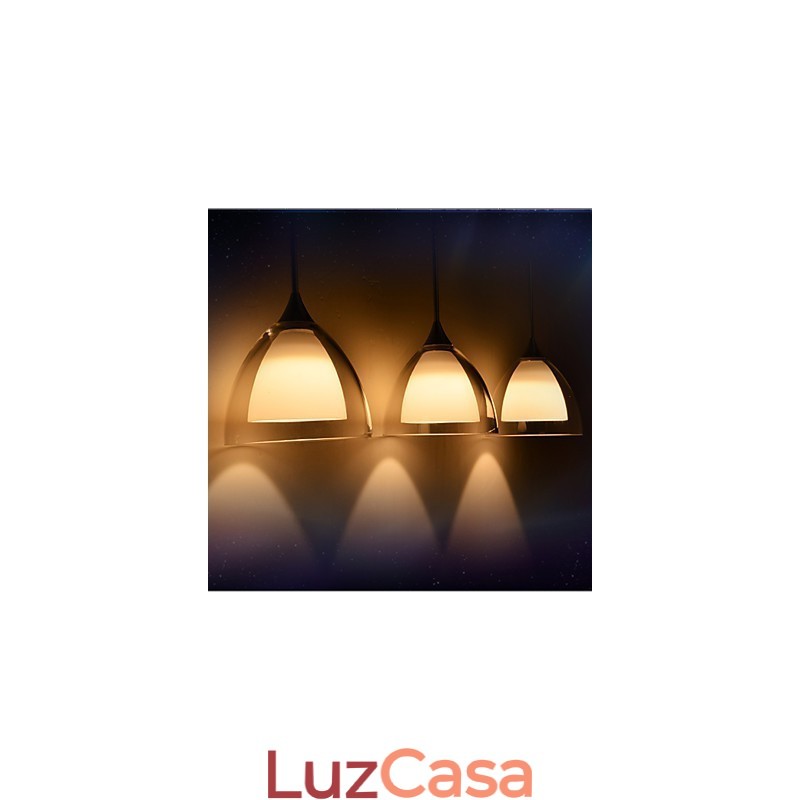 1 Luz Duas Camadas Pendente Ilha Luz Vidro Transparente Cromado Polido
