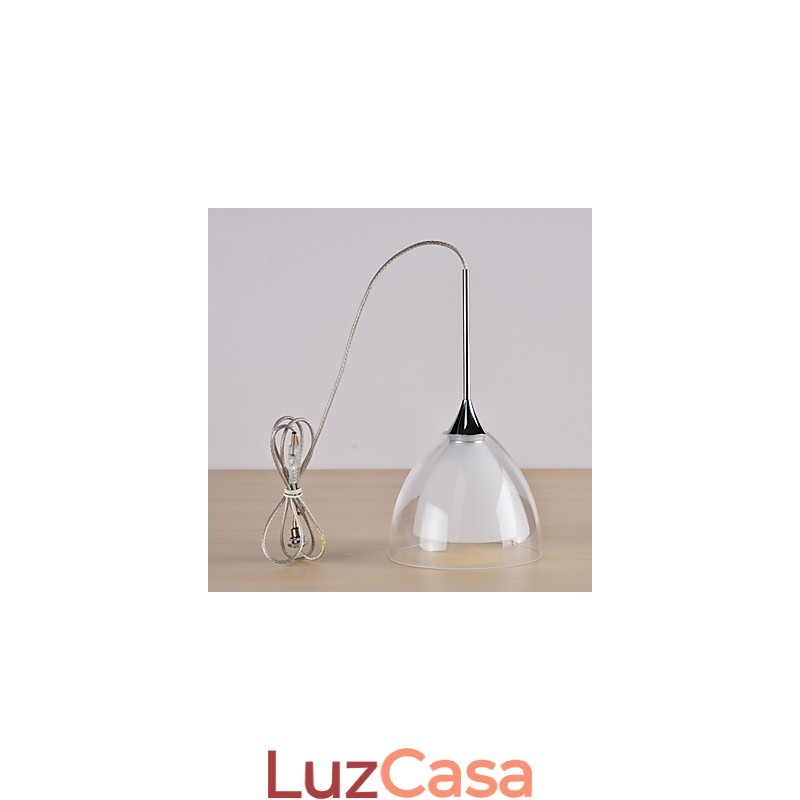 1 Luz Duas Camadas Pendente Ilha Luz Vidro Transparente Cromado Polido