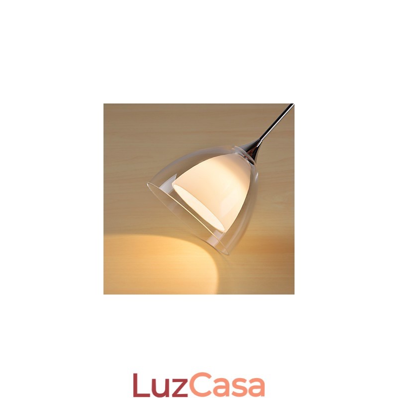 1 Luz Duas Camadas Pendente Ilha Luz Vidro Transparente Cromado Polido