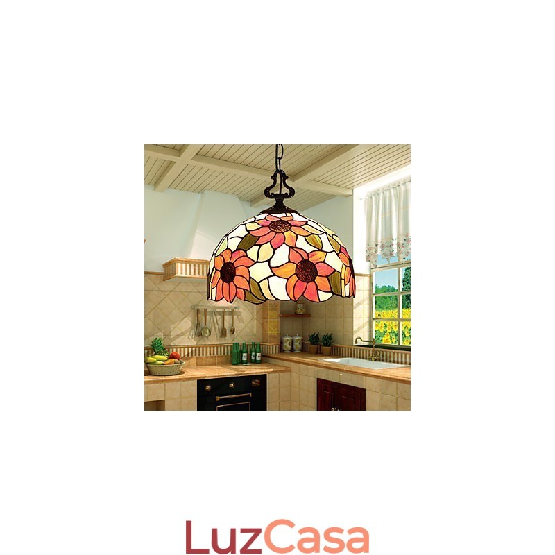 Lustre de vidro colorido de artes criativas rurais europeias que restauram formas antigas de luz de lâmpada
