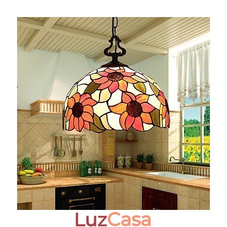 Lustre de vidro colorido de artes criativas rurais europeias que restauram formas antigas de luz de lâmpada Lustre de vidro colorido de artes criativas rurais europeias que restauram formas antigas de luz de lâmpada