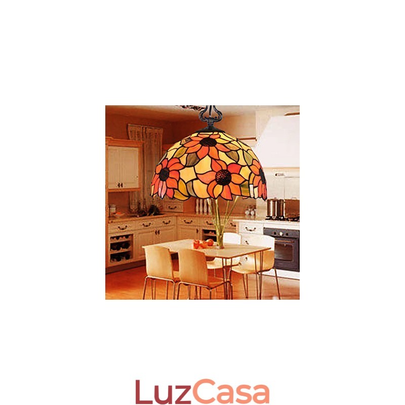 Lustre de vidro colorido de artes criativas rurais europeias que restauram formas antigas de luz de lâmpada