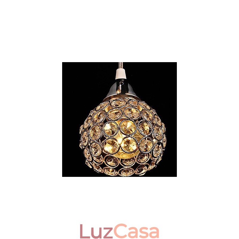 Luminária pendente moderna contemporânea de cristal galvanizado em metal