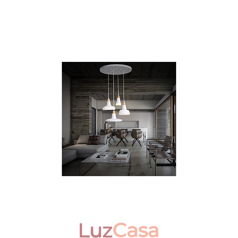 Pendente de 4 luzes com característica criativa e cúpula de ferro