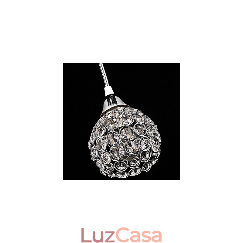 Luminária pendente moderna contemporânea de cristal galvanizado em metal