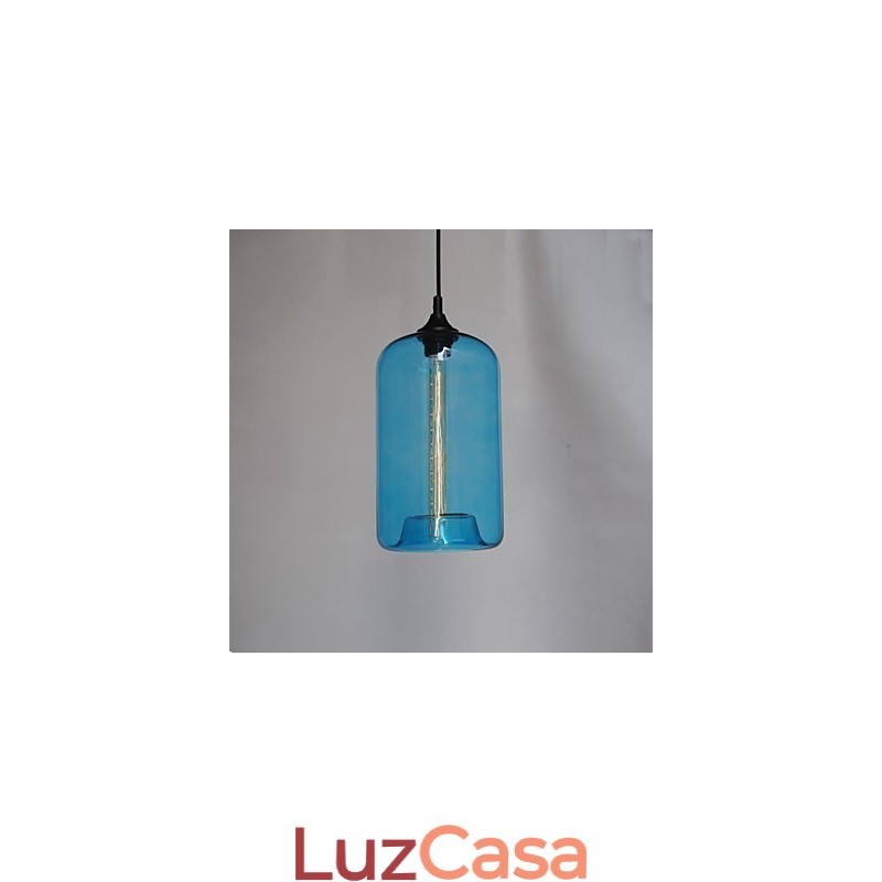 Pendente de design de garrafa 1 luz com cúpula transparente