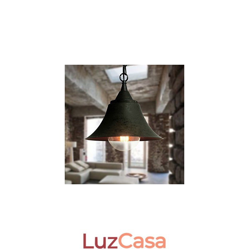 Luminária pendente de metal em formato de sino preto fosco vintage médio