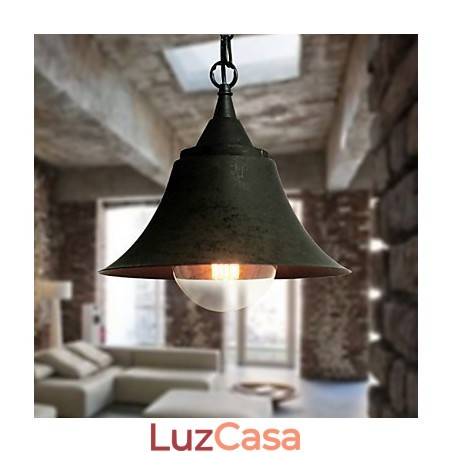 Luminária pendente de metal em formato de sino preto fosco vintage médio Luminária pendente de metal em formato de sino preto fosco vintage médio