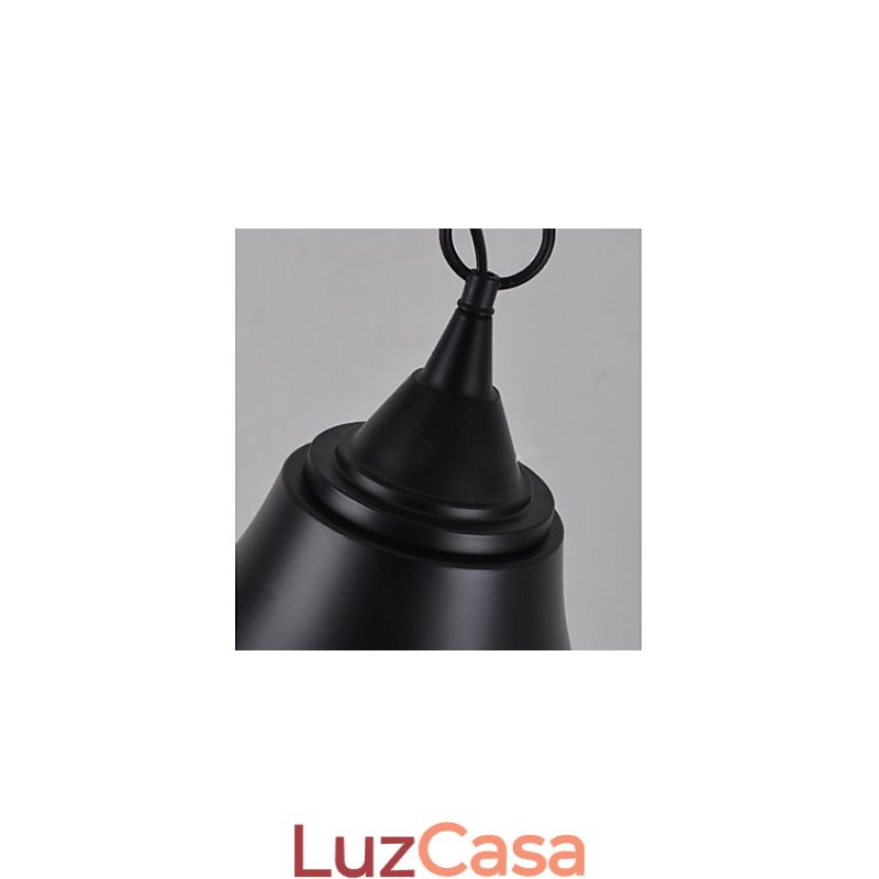 Luminária pendente de metal em formato de sino preto fosco vintage médio