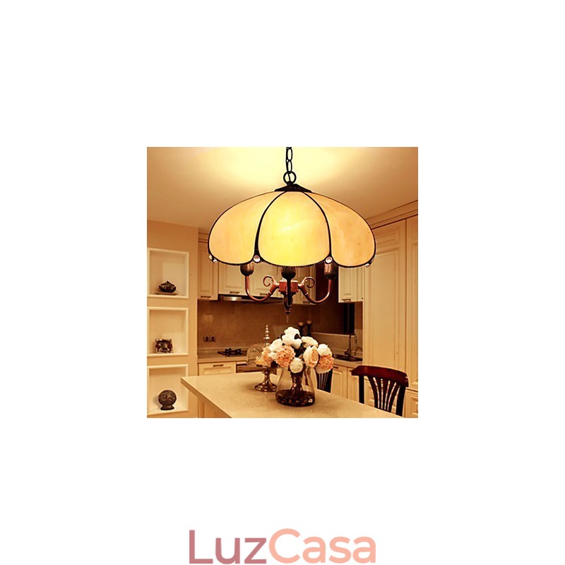 Lustre de vidro colorido de artes criativas rurais europeias que restauram formas antigas de luz de lâmpada