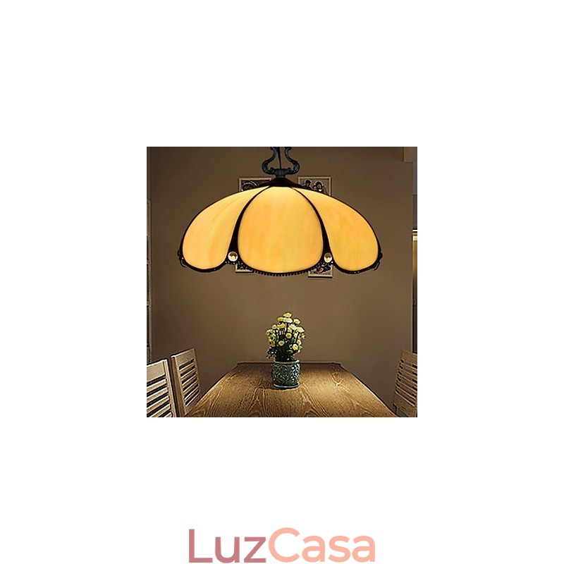 Lustre de vidro colorido de artes criativas rurais europeias que restauram formas antigas de luz de lâmpada