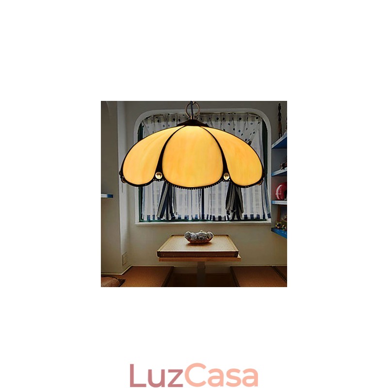 Lustre de vidro colorido de artes criativas rurais europeias que restauram formas antigas de luz de lâmpada