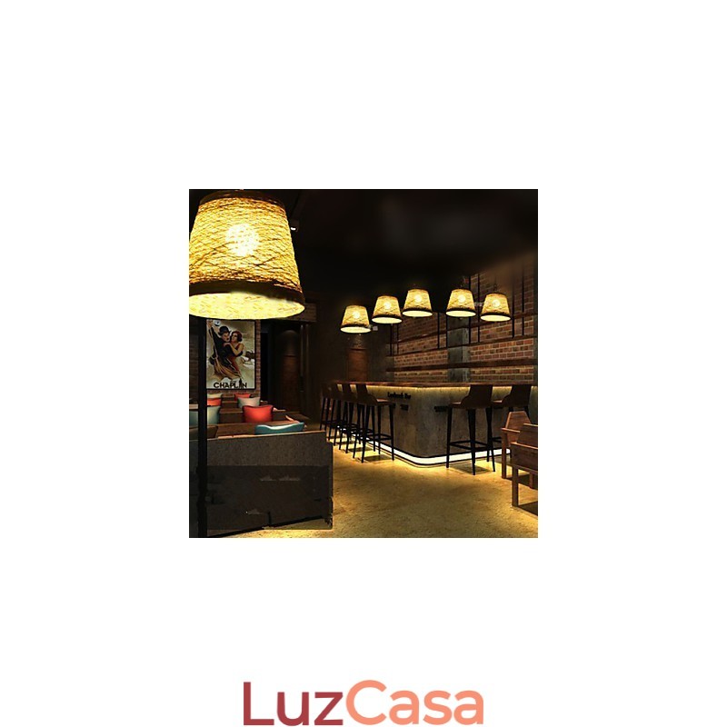 Lâmpada de teto suspensa de cabeça única moderna Rural Cany Art Woven Rattan