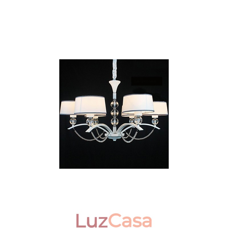 Lustre moderno contemporâneo de cristal cromado em tecido