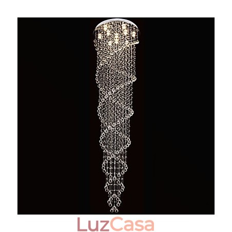 Lustre de teto Luzes Pendentes Luminárias com Cristal K9 Espiral Dupla D70CM H300CM Lustre de teto Luzes Pendentes Luminárias com Cristal K9 Espiral Dupla D70CM H300CM