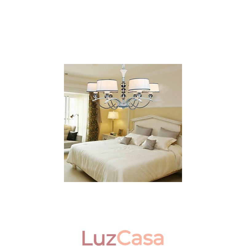 Lustre moderno contemporâneo de cristal cromado em tecido