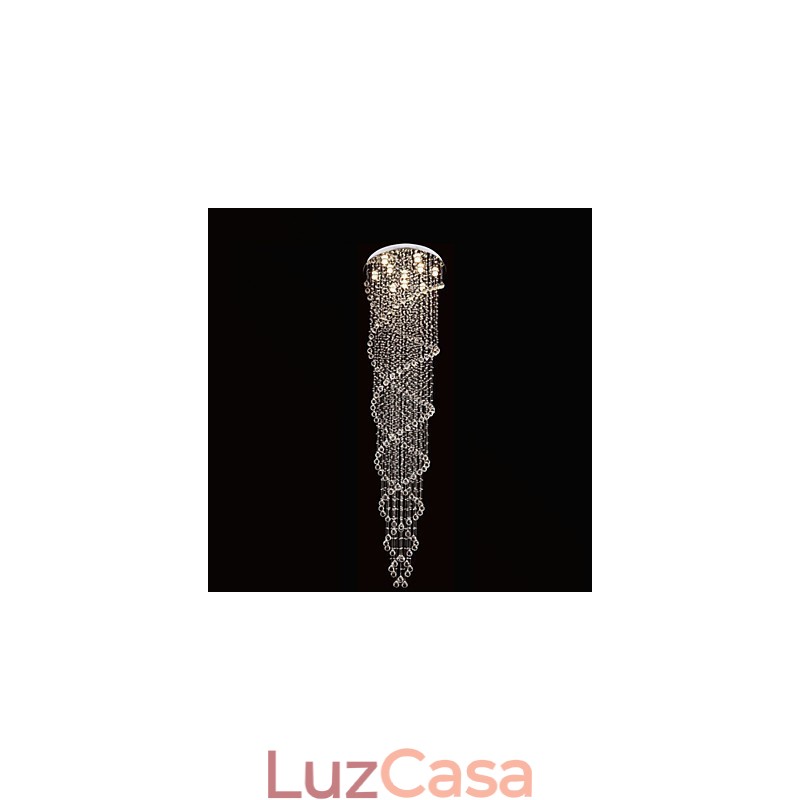 Lustre de teto Luzes Pendentes Luminárias com Cristal K9 Espiral Dupla D70CM H300CM