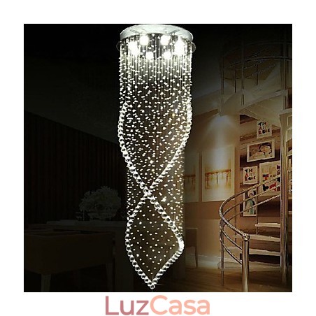 Lustre de cristal, luminárias pendentes, luminárias de teto suspensas com cristal K9 transparente e dossel prateado Lustre de cristal, luminárias pendentes, luminárias de teto suspensas com cristal K9 transparente e dossel prateado
