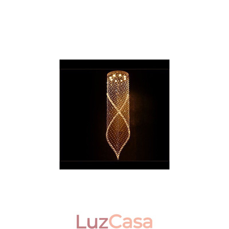 Lustre de cristal, luminárias pendentes, luminárias de teto suspensas com cristal K9 transparente e dossel prateado