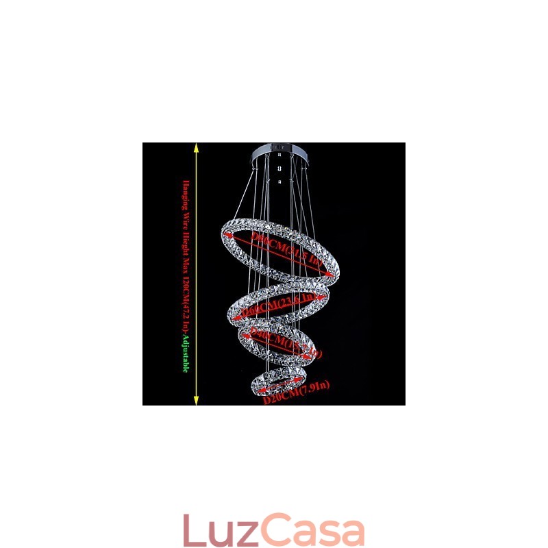 Luminária pendente de anel de cristal, lustre de teto moderno, luminárias de iluminação com