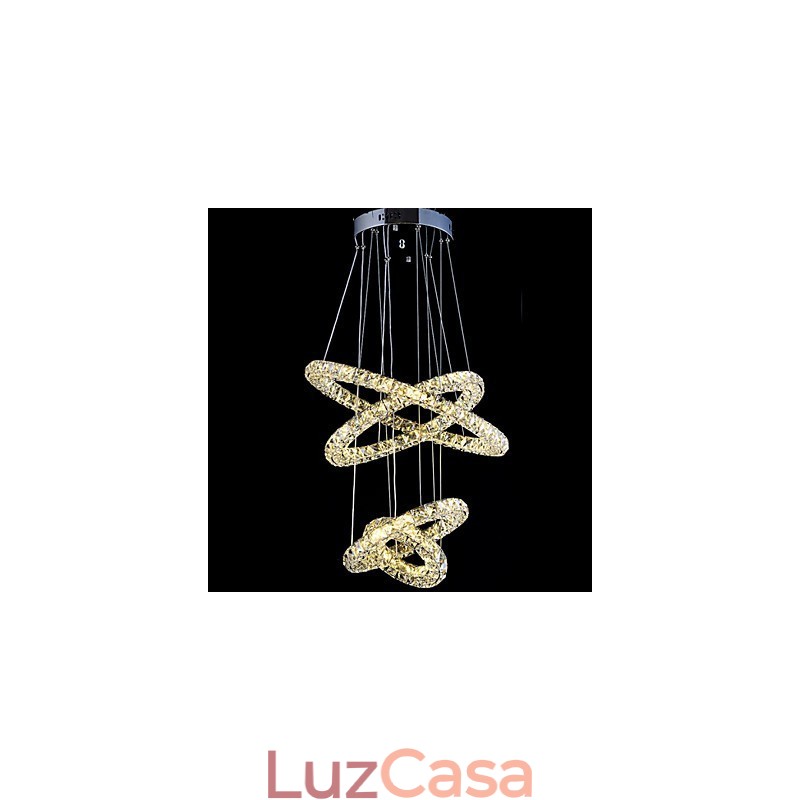 Luminária pendente de anel de cristal, lustre de teto moderno, luminárias de iluminação com