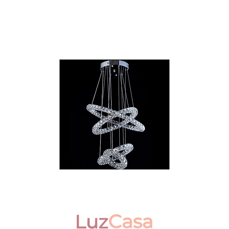 Luminária pendente de anel de cristal, lustre de teto moderno, luminárias de iluminação com