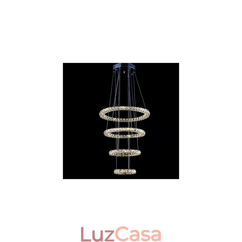 Luminária pendente de anel de cristal, lustre de teto moderno, luminárias de iluminação com