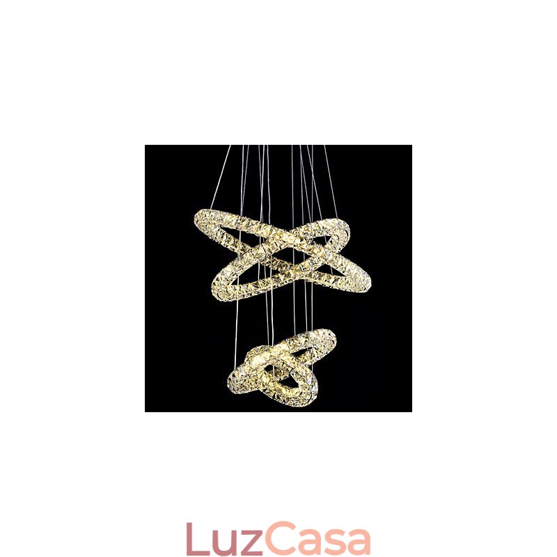 Luminária pendente de anel de cristal, lustre de teto moderno, luminárias de iluminação com