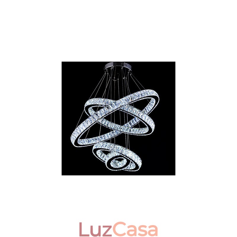 Luminária pendente de cristal, luminária de teto, lustre, luminárias com 4 anéis