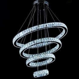 Luminária pendente de cristal, luminária de teto, lustre, luminárias com 4 anéis