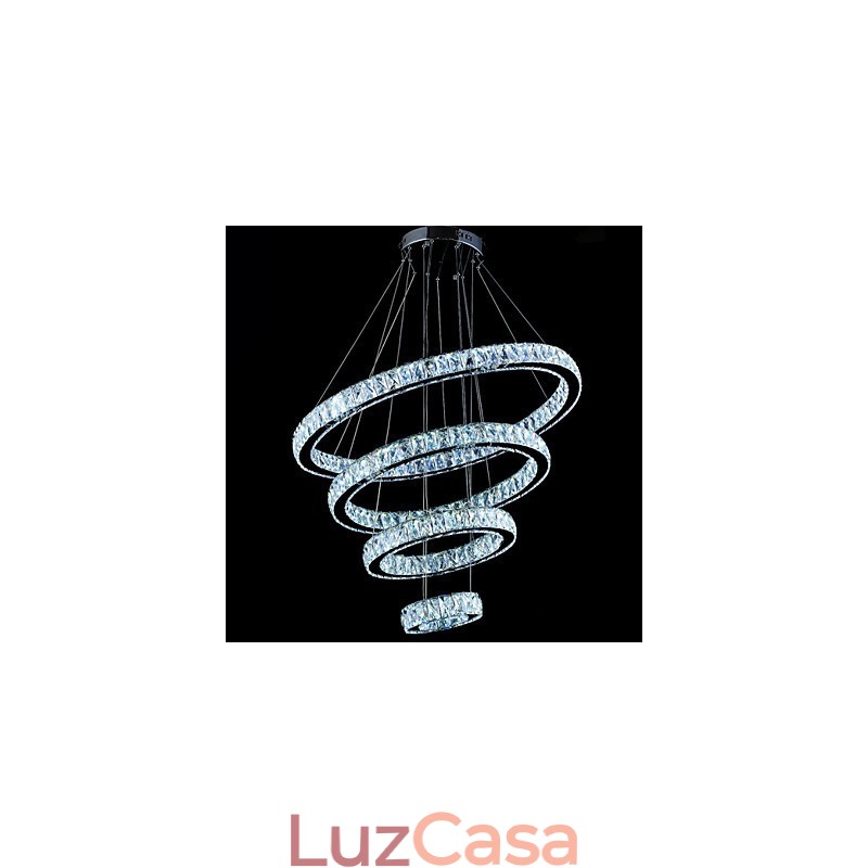 Luminária pendente de cristal, luminária de teto, lustre, luminárias com 4 anéis