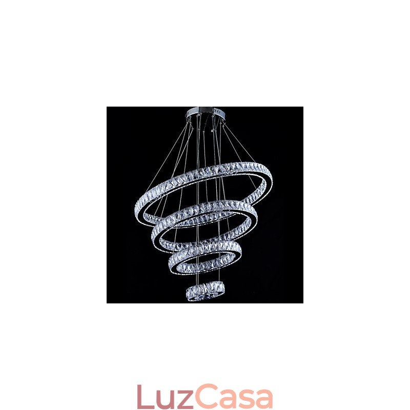 Luminária pendente de cristal, luminária de teto, lustre, luminárias com 4 anéis