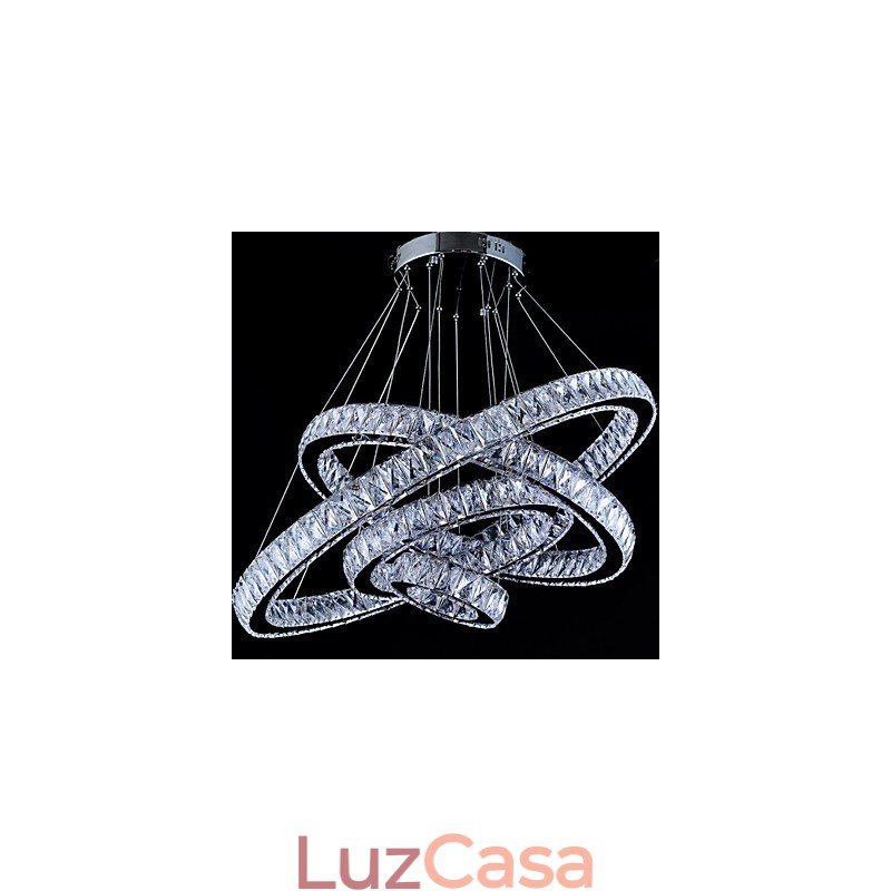 Luminária pendente de cristal, luminária de teto, lustre, luminárias com 4 anéis