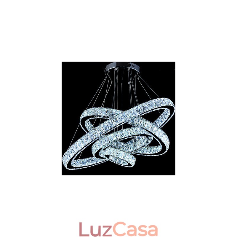 Luminária pendente de cristal, luminária de teto, lustre, luminárias com 4 anéis