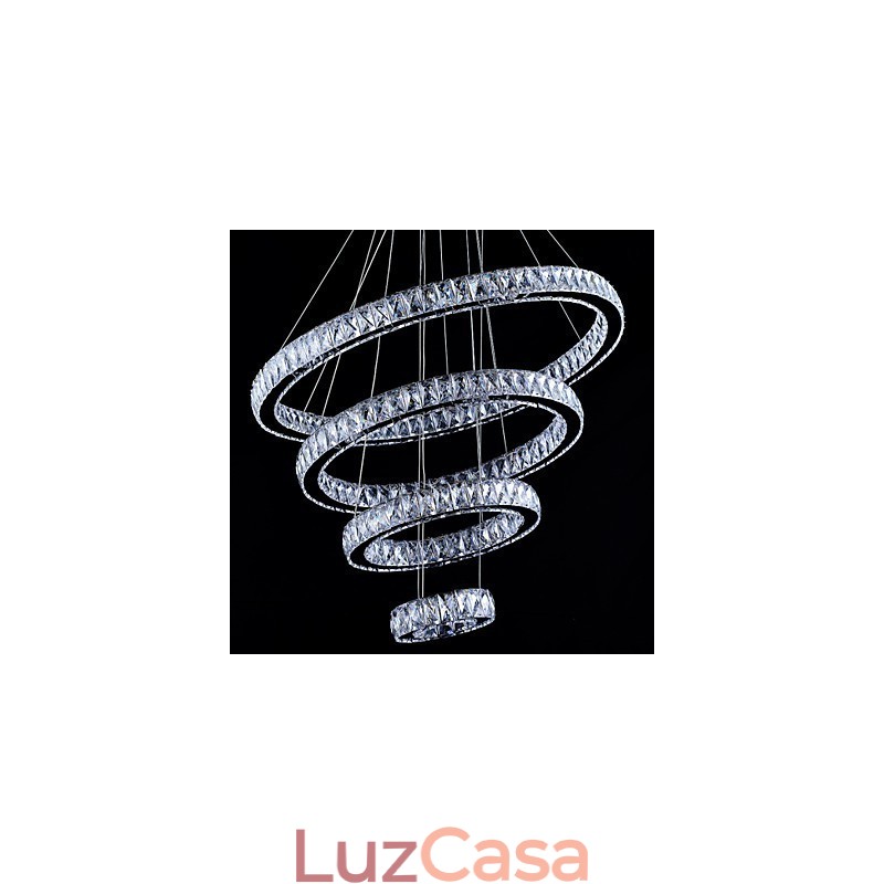 Luminária pendente de cristal, luminária de teto, lustre, luminárias com 4 anéis