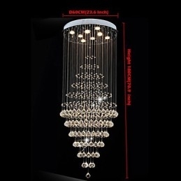 Lustre de cristal moderno, luminária pendente, luminária de teto com 8 lâmpadas H180CM
