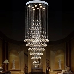 Lustre de cristal moderno, luminária pendente, luminária de teto com 8 lâmpadas H180CM