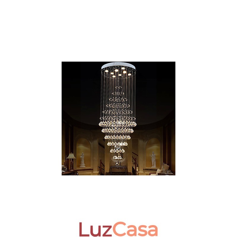 Lustre de cristal moderno, luminária pendente, luminária de teto com 8 lâmpadas H180CM