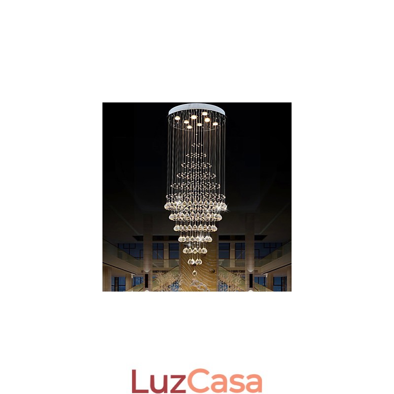 Lustre de cristal moderno, luminária pendente, luminária de teto com 8 lâmpadas H180CM