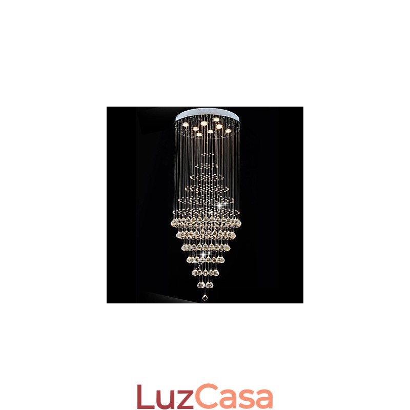 Lustre de cristal moderno, luminária pendente, luminária de teto com 8 lâmpadas H180CM