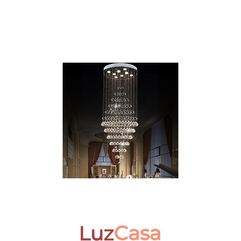 Lustre de cristal moderno, luminária pendente, luminária de teto com 8 lâmpadas H180CM