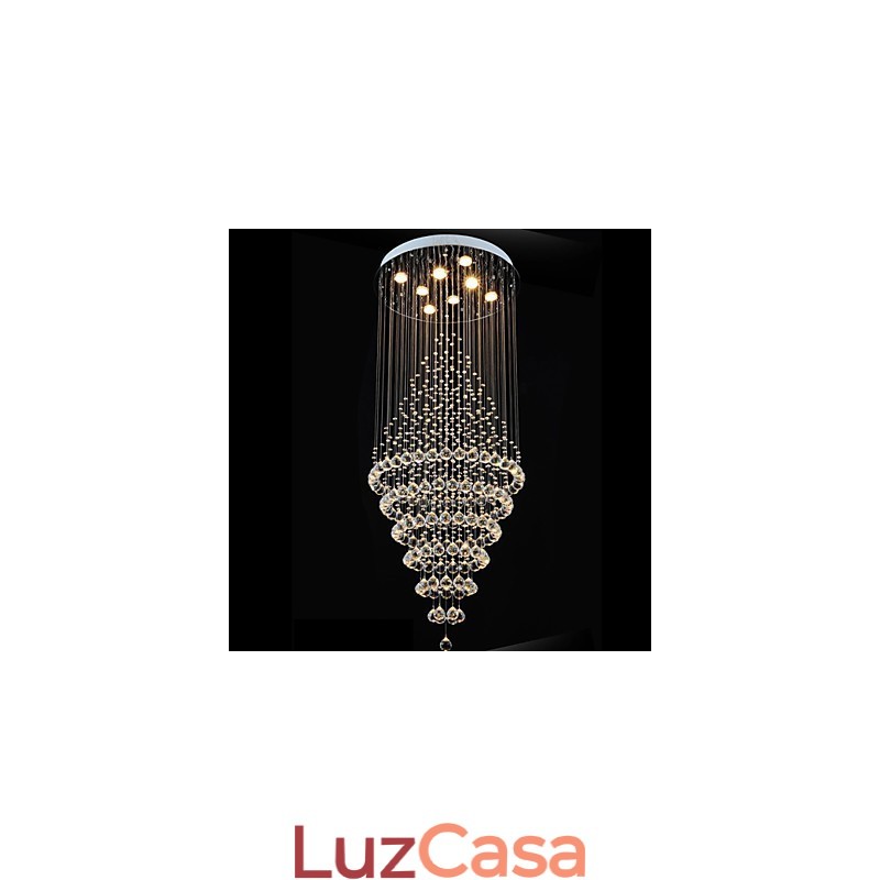 Lustre de cristal moderno, luminária pendente, luminária de teto com 8 lâmpadas H180CM