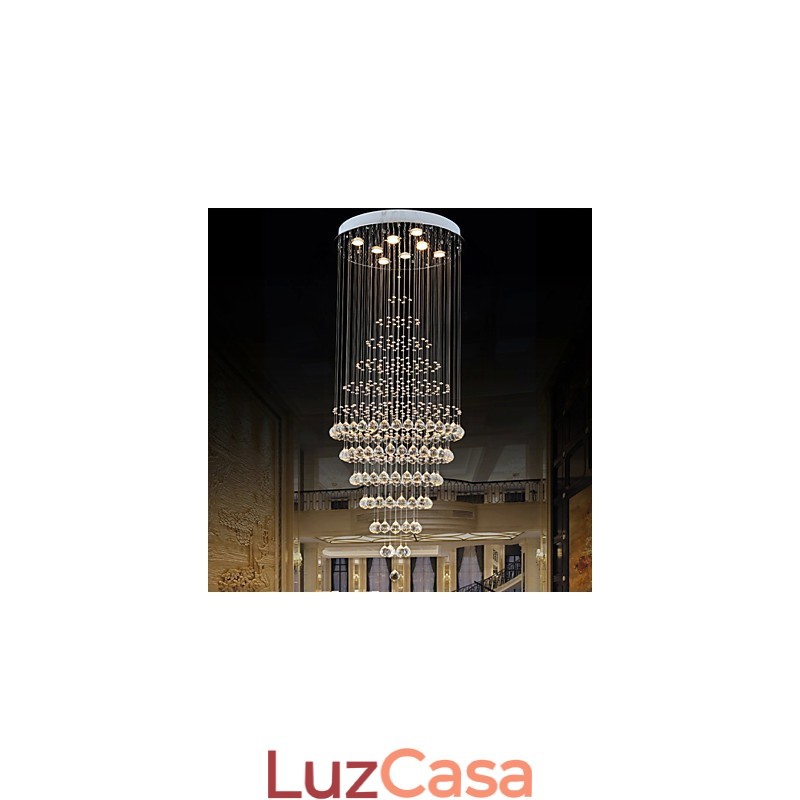 Lustre de cristal moderno, luminária pendente, luminária de teto com 8 lâmpadas H180CM