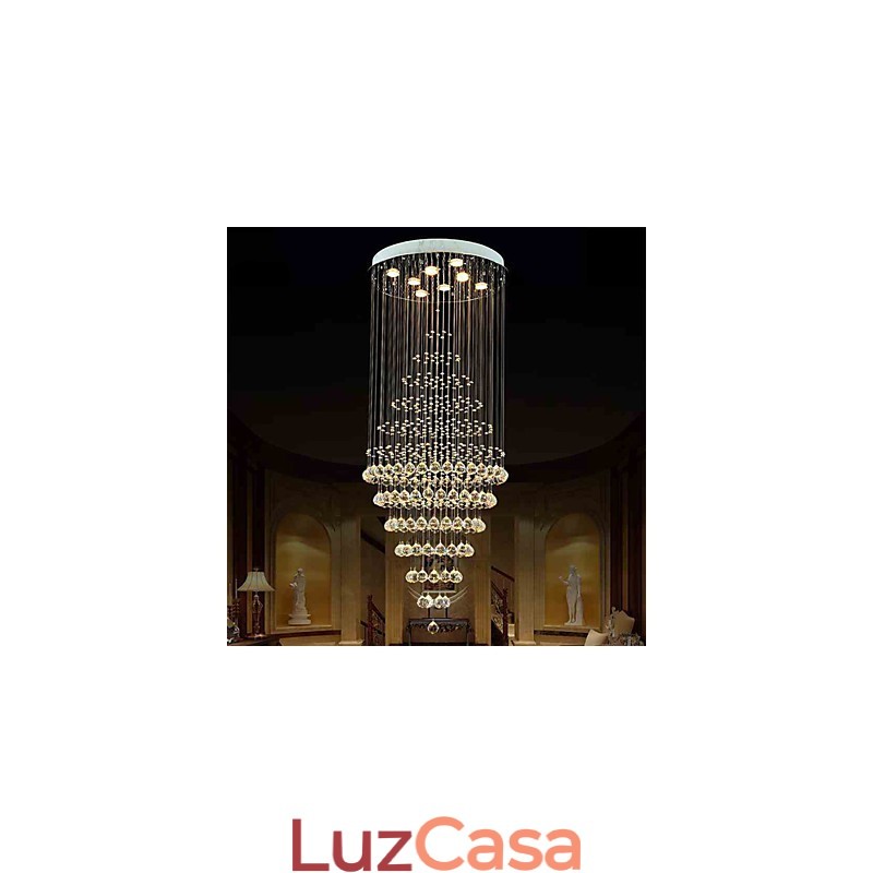 Lustre de cristal moderno, luminária pendente, luminária de teto com 8 lâmpadas H180CM