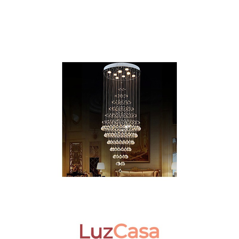 Lustre de cristal moderno, luminária pendente, luminária de teto com 8 lâmpadas H180CM
