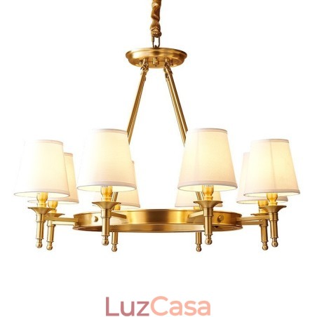 Lustre redondo de latão puro, pingente de luz tradicional clássico Lustre redondo de latão puro, pingente de luz tradicional clássico