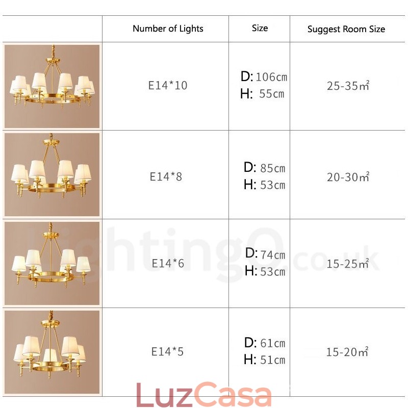 Lustre redondo de latão puro, pingente de luz tradicional clássico