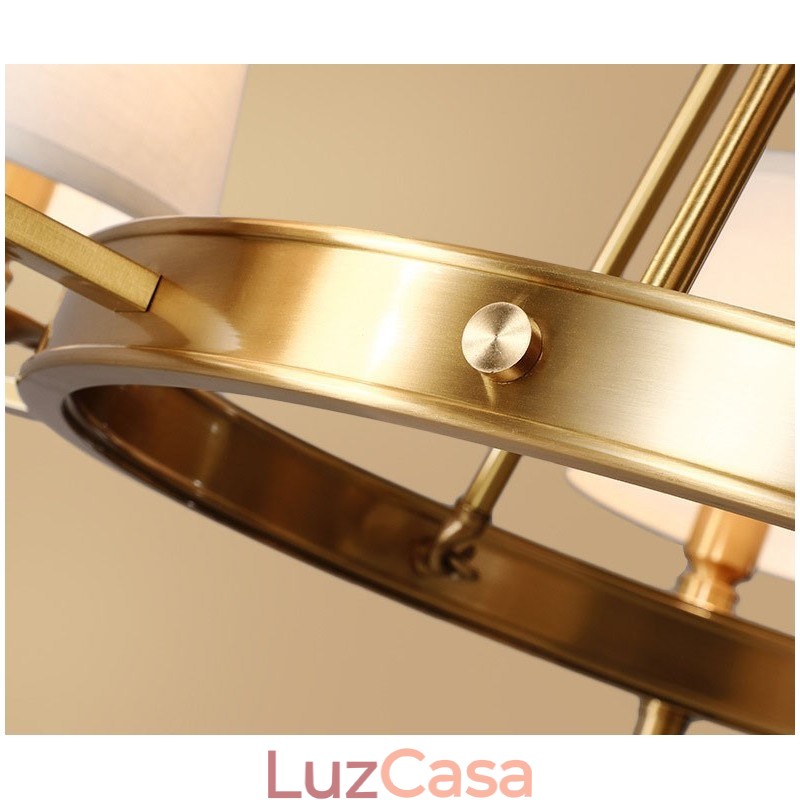 Lustre redondo de latão puro, pingente de luz tradicional clássico