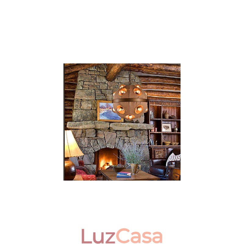 Candelabro de metal com pintura country, luminária pendente, quarto