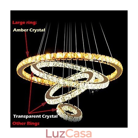 Luminárias Pendentes Luz de Teto Lustre Iluminação Redondo 4 Anéis Grande Anel Cristal Âmbar e Outros Cristais Transparentes Luminárias Pendentes Luz de Teto Lustre Iluminação Redondo 4 Anéis Grande Anel Cristal Âmbar e Outros Cristais Transparentes